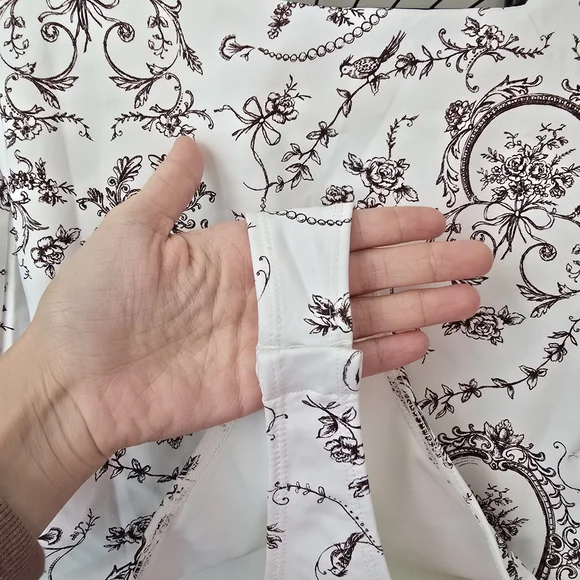 NWT Francesca's Cottage Elegant White and Brown Bodysuit - Picture 4 of 4